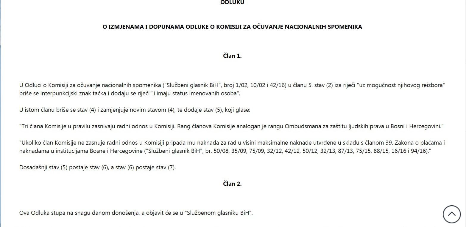 Faksimil „Službenog glasnika“: Predsjedništvo BiH članovima Komisije dalo status ombudsmana - Avaz