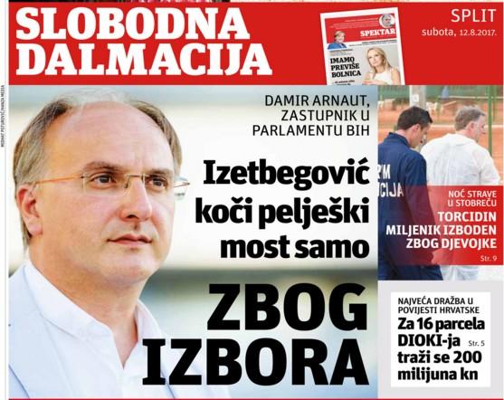 Damir Arnaut za "Slobodnu Dalmaciju": Izetbegović koči pelješki most samo zbog izbora