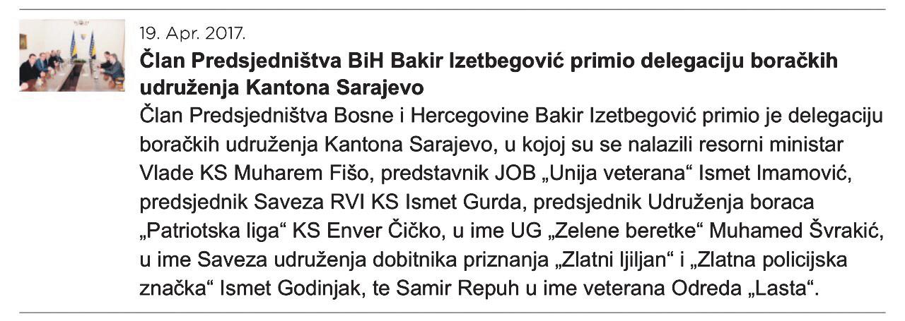 Vijest o susretu Izetbegovića i boračkih organizacija - Avaz