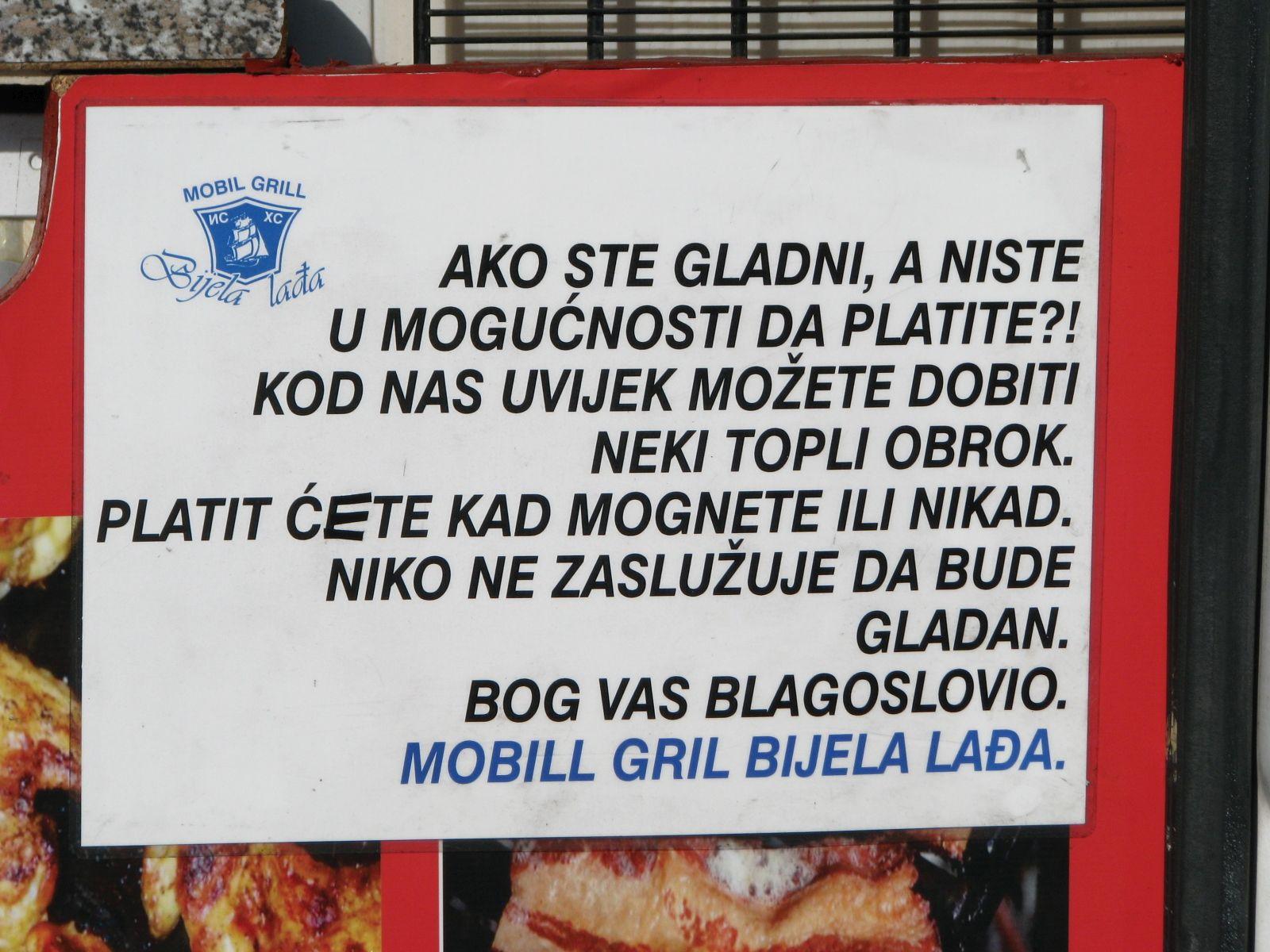 Natpis koji stoji na Borinom grilu - Avaz