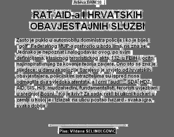 Faksimil dijela teksta iz magazina „Dani” od 29. marta 1999. godine - Avaz