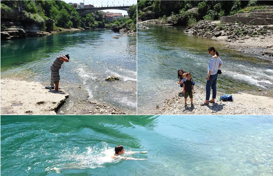 Počele "paklene" vrućine u Mostaru: Turisti se osvježavali u Neretvi