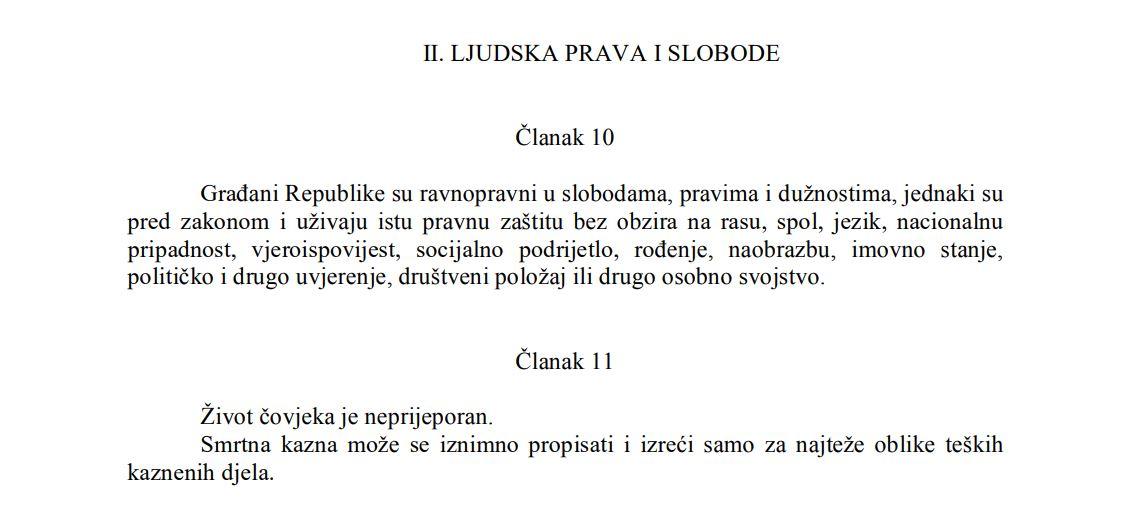 Faksimil dijela Ustava RS koji govori o smrtnoj kazni - Avaz