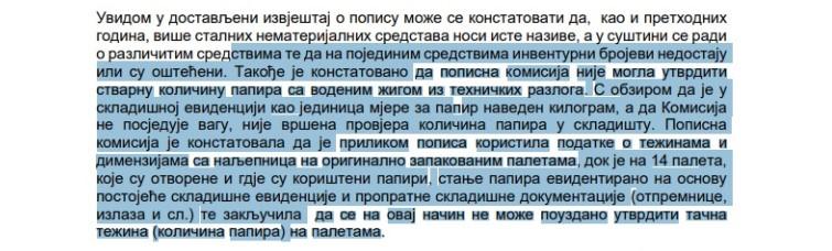 Faksimil dijela revizorskog izvještaja za CIK: Otkriveno da se papir i ne vaga - Avaz