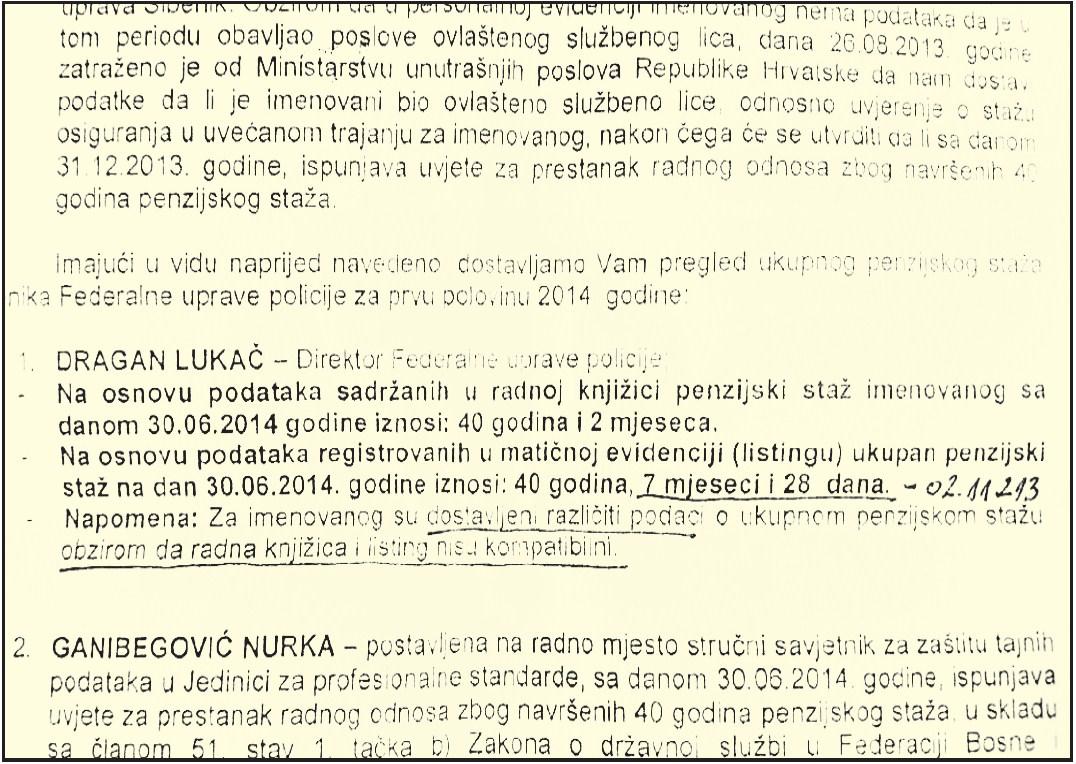 Faksimil pisma u kojem se Lukač obavještava o stažu - Avaz