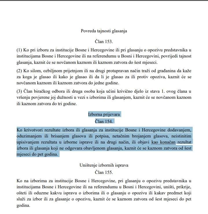 Krivični zakon predviđa kazne za izborne prevare do pet godina zatvora - Avaz