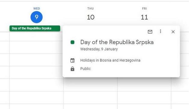 Veliki broj pritužbi: Googleov kalendar 9. januar tretira kao praznik u BiH