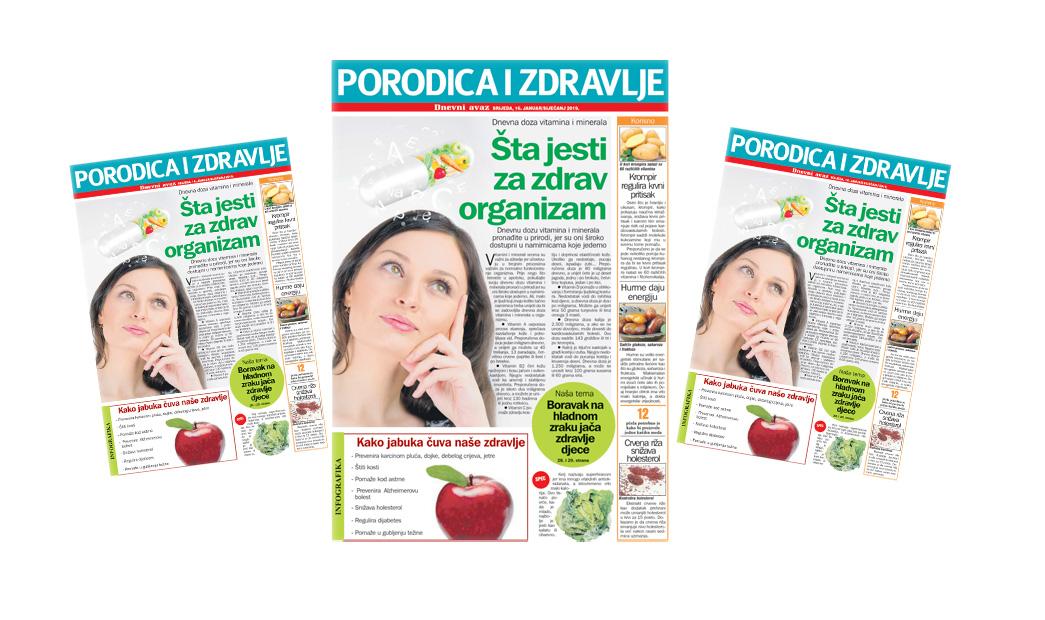 Srijedom u "Dnevnom avazu" magazin "Porodica i zdravlje": Šta jesti za zdrav organizam