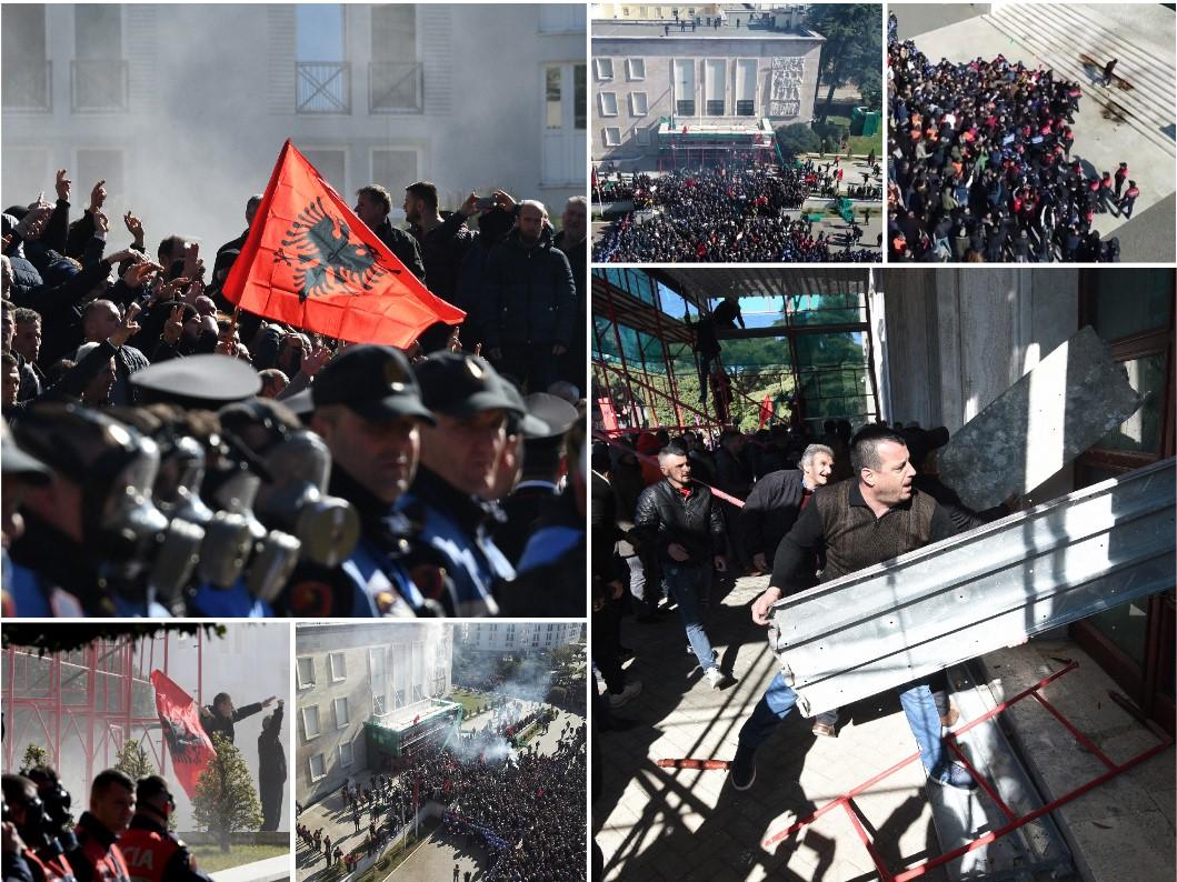 Haos u Tirani: Demonstranti krenuli na zgradu Vlade, policija ih zasula suzavcem