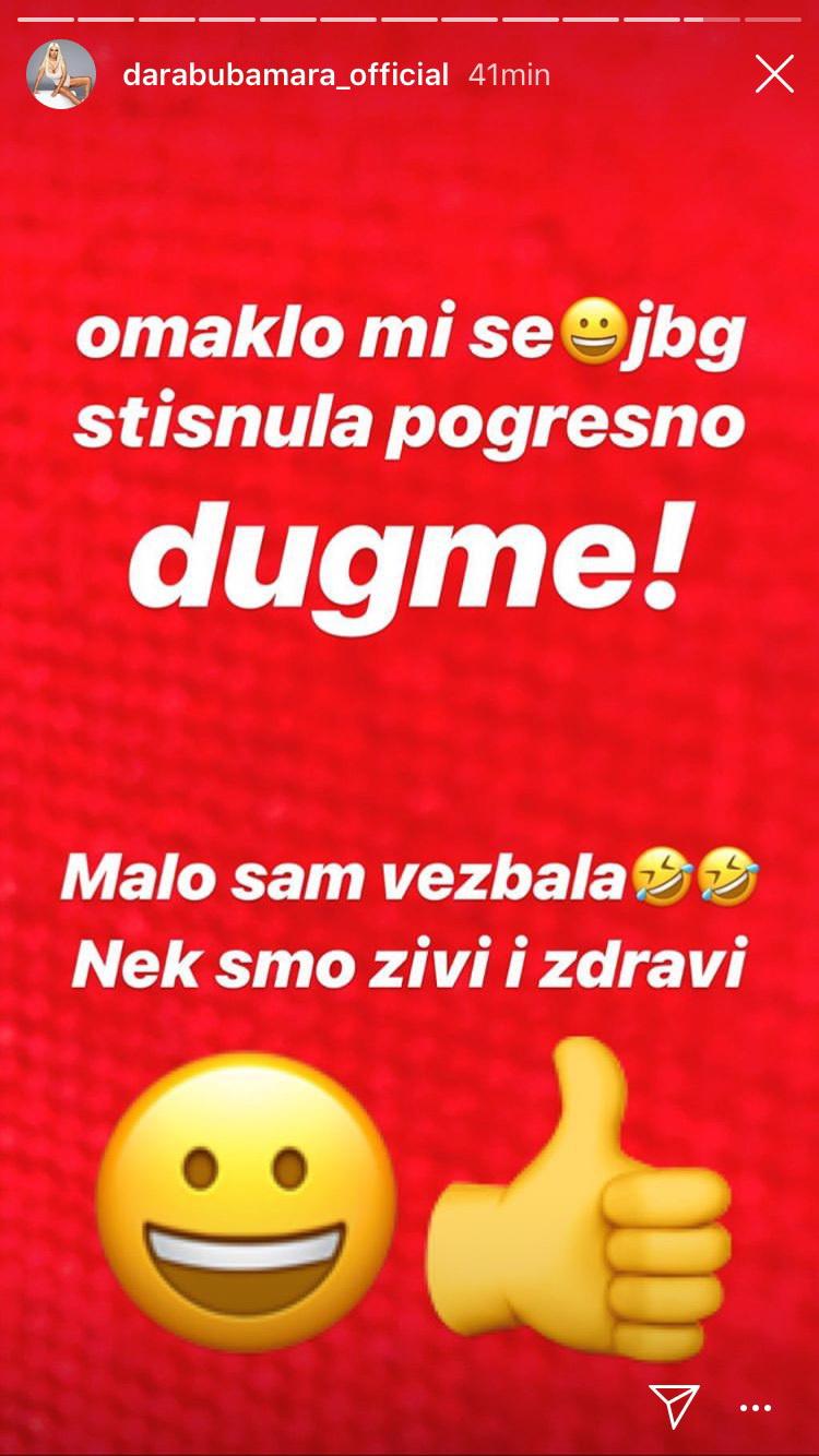 Dara objavila stori na Instagramu - Avaz