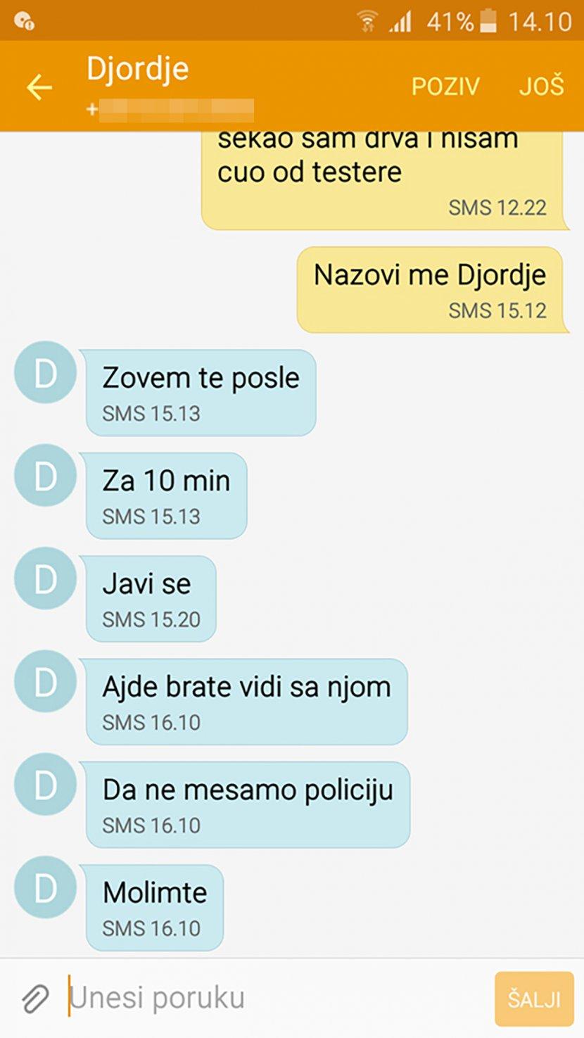 Poruke koje je Ivaninom bratu slao Đorđe - Avaz