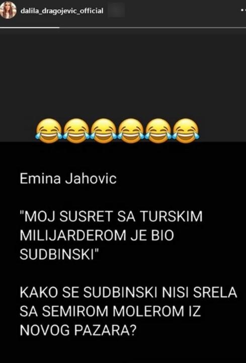 Dalilina objava na Instagramu - Avaz