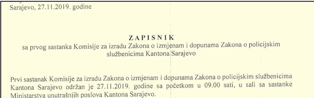 Faksimil zapisnika o održavanju prve sjednice - Avaz