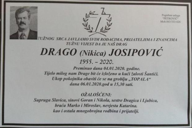 Posmrtnica Dragi Josipoviću - Avaz