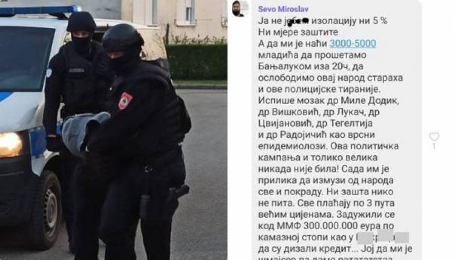 Policija uhapsila izvjesnog Miroslava koji je viberom pozivao na revoluciju