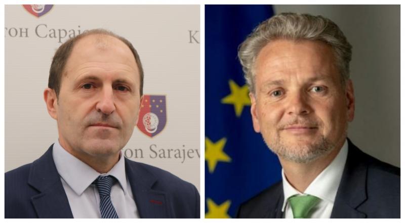 Mario Nenadić i ambasador Evropske unije u BiH Johan Satler - Avaz