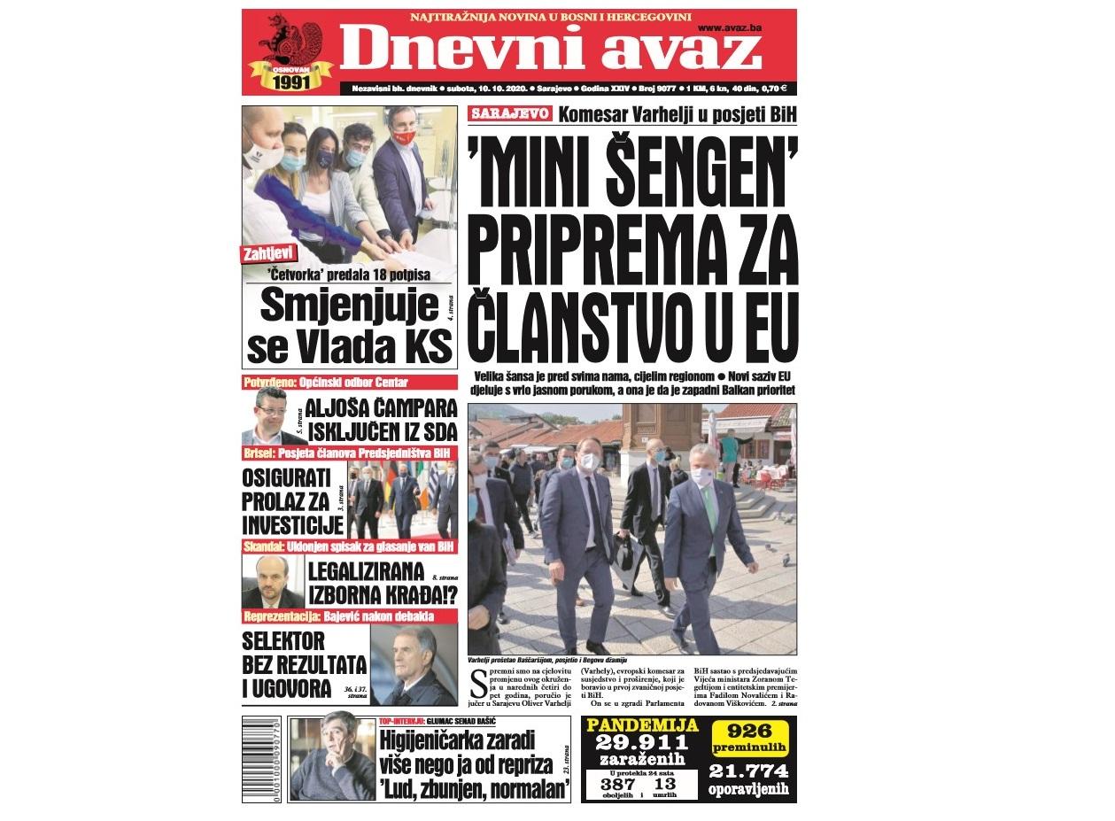 Danas u "Dnevnom avazu" čitajte: "Mini Šengen" priprema za članstvo u EU