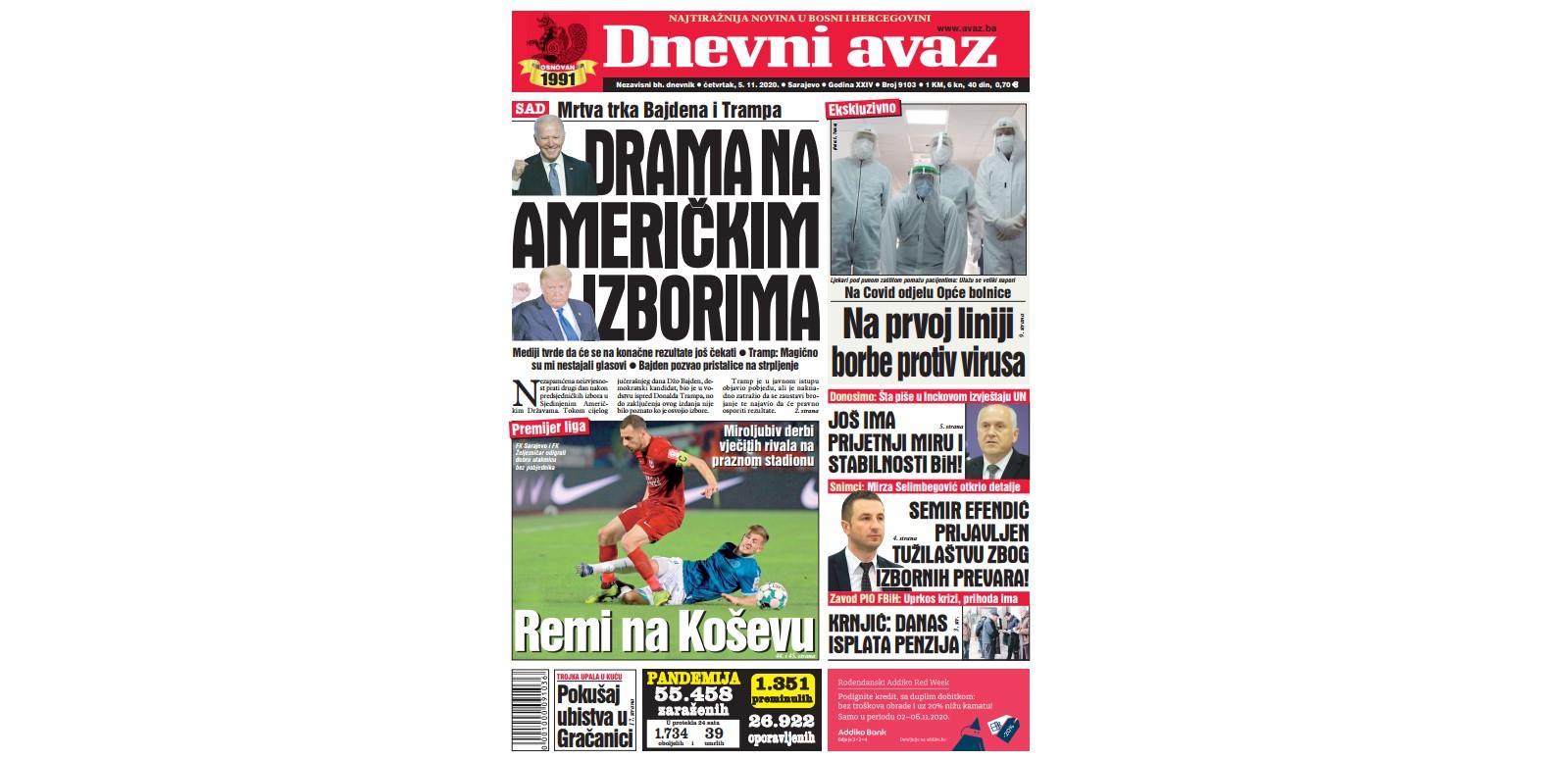 Danas u "Dnevnom avazu" čitajte: Drama na američkim izborima