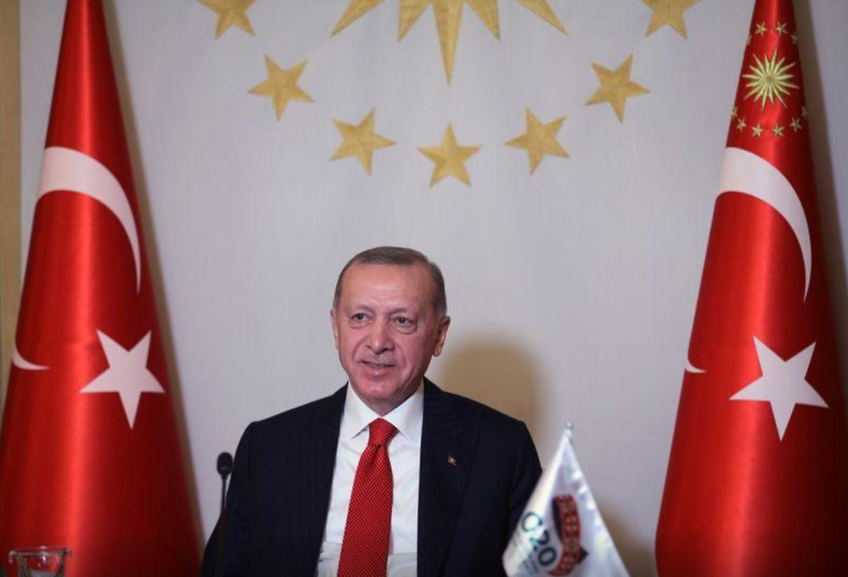 Turkish President Tayyip Erdogan takes part in a video conference during the G20 Leaders' Summit 2020 hosted by Saudi Arabia, in Istanbul, Turkey - Avaz