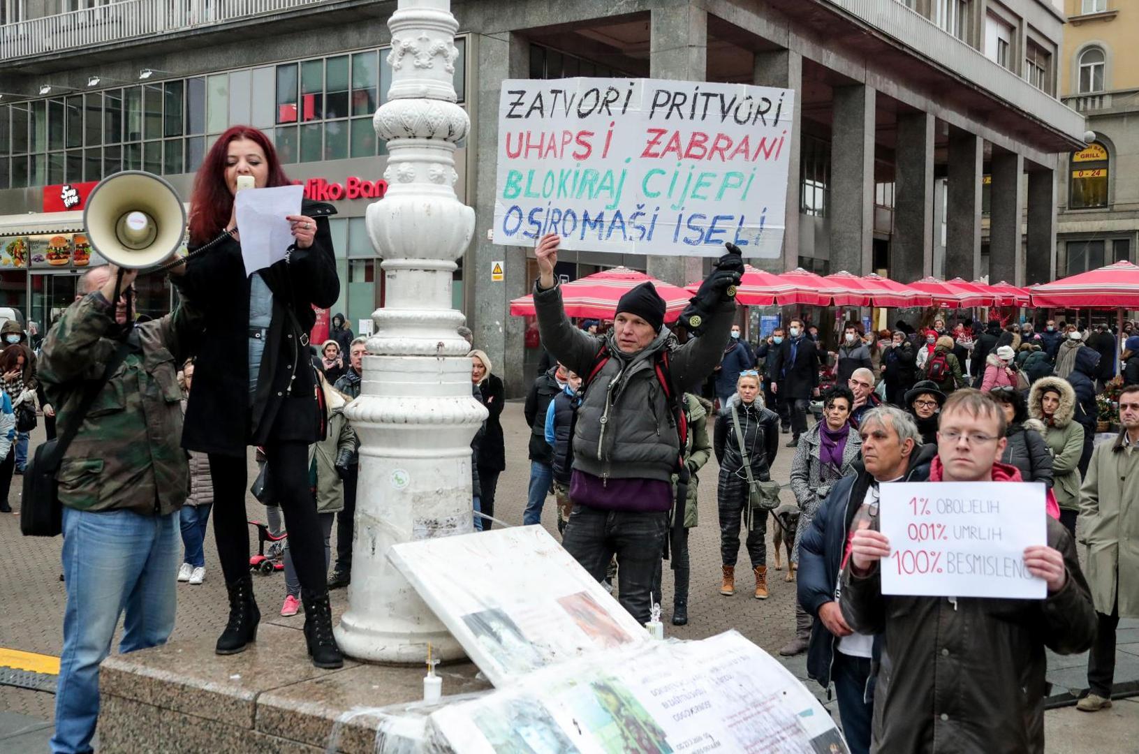 Protesti na Trgu bana Jelačića u Zagrebu - Avaz