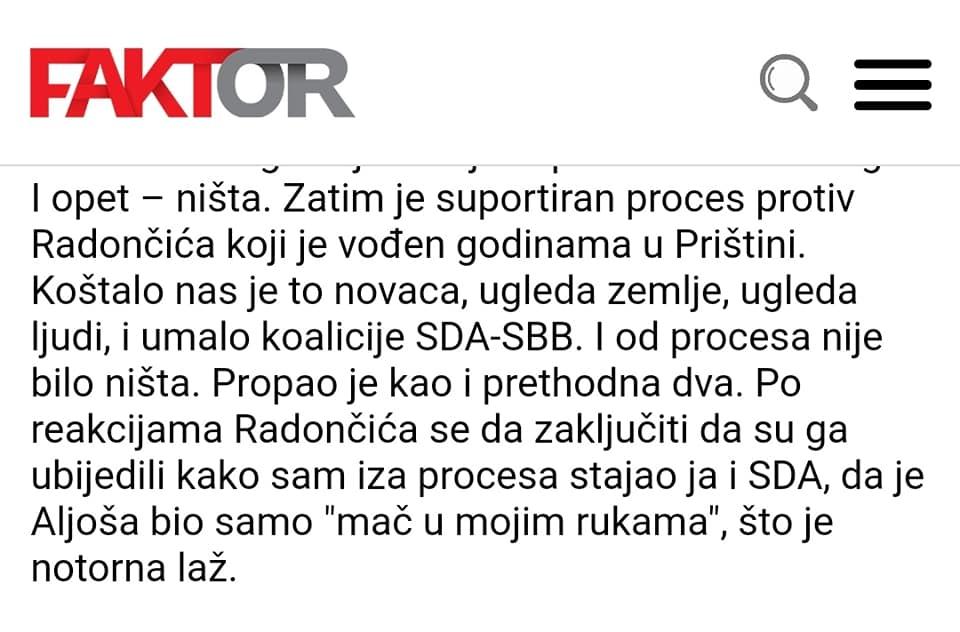 Faskimil Izetbegovićevog intervjua u Faktoru, objavljenog 29. 11. 2020. - Avaz