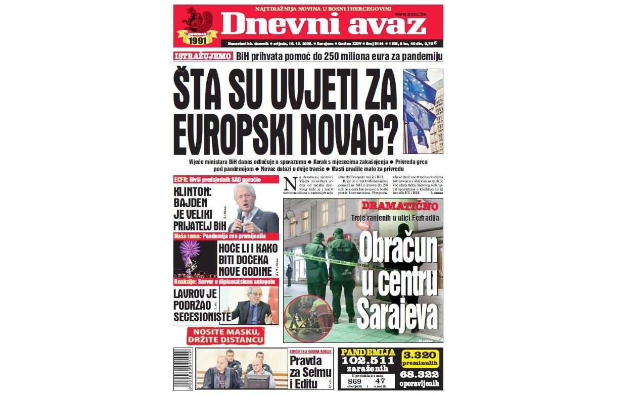 Danas u "Dnevnom avazu" čitajte: Šta su uvjeti za evropski novac?