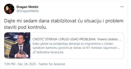 Sramotna i besramna objava Mektića na Twitteru - Avaz