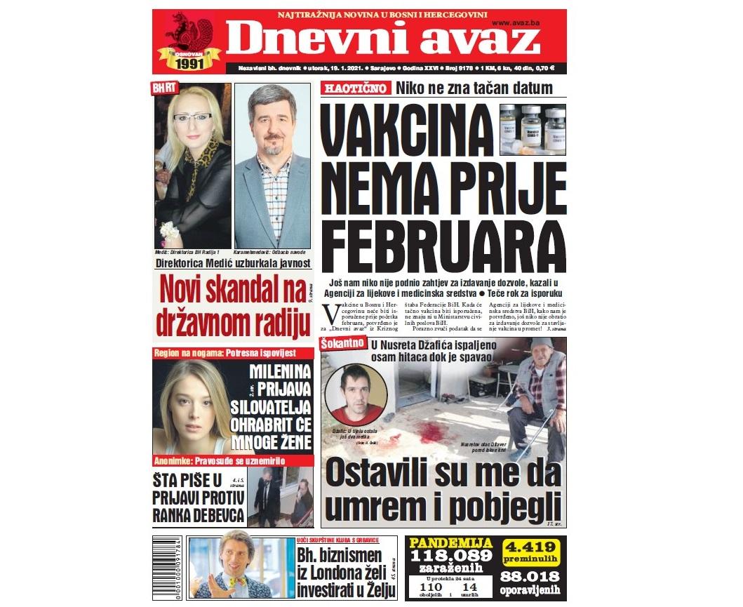 Danas u "Dnevnom avazu" čitajte: Vakcina nema prije februara