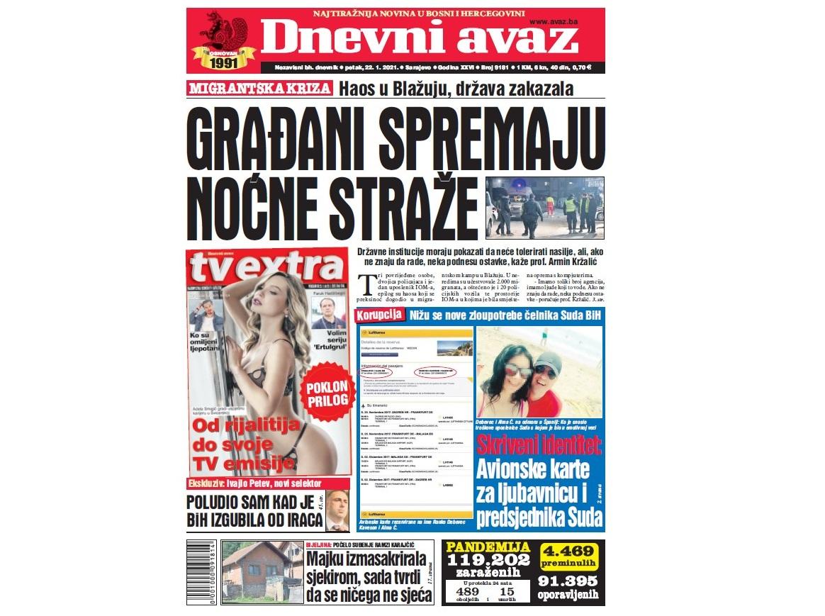 Danas u "Dnevnom avazu" čitajte: Građani spremaju noćne straže