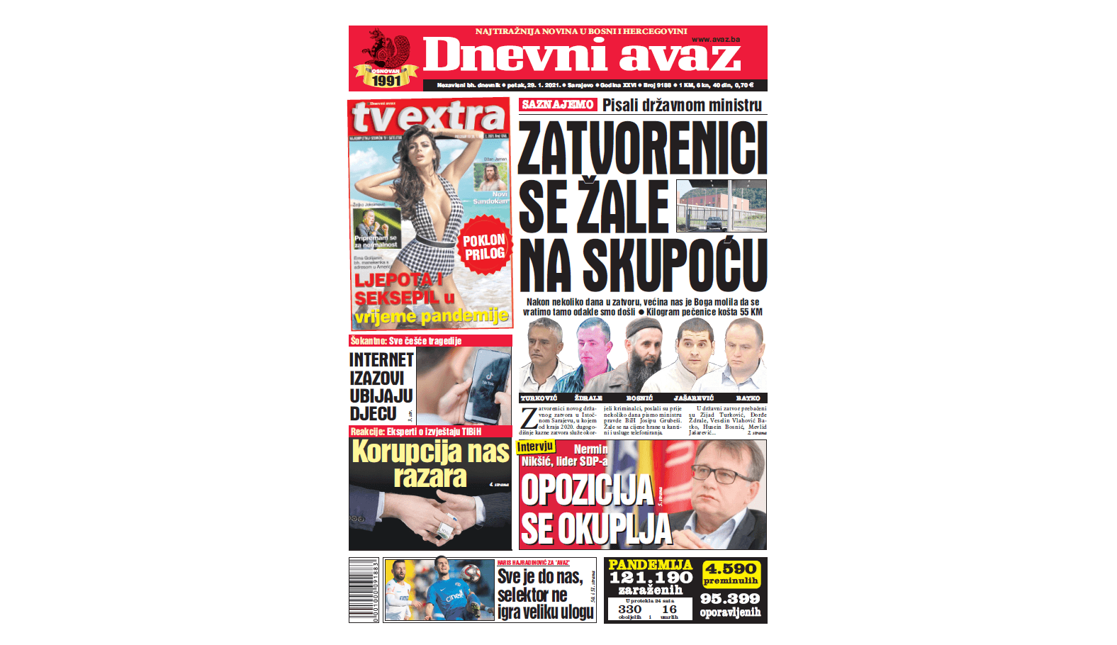 Danas u "Dnevnom avazu" čitajte: Zatvorenici se žale na skupoću