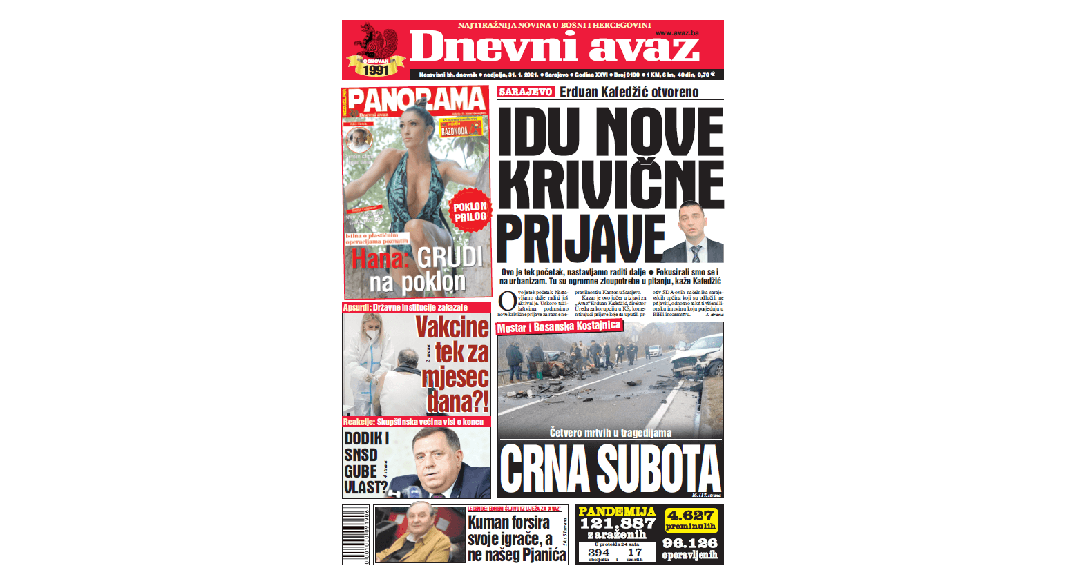 Danas u "Dnevnom avazu" čitajte: Idu nove krivične prijave