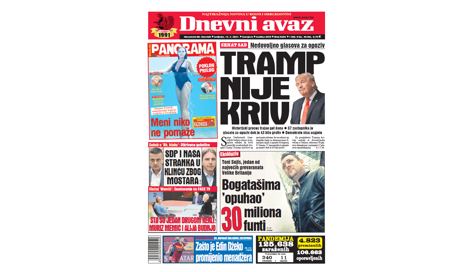 Danas u "Dnevnom avazu" čitajte: Tramp nije kriv