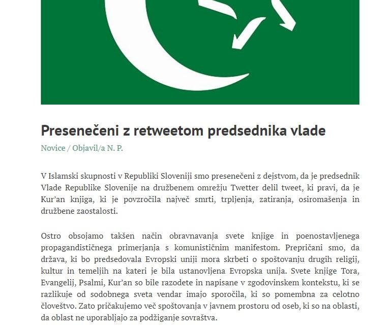 Islamska zajednica osudila premijera Janšu - Avaz