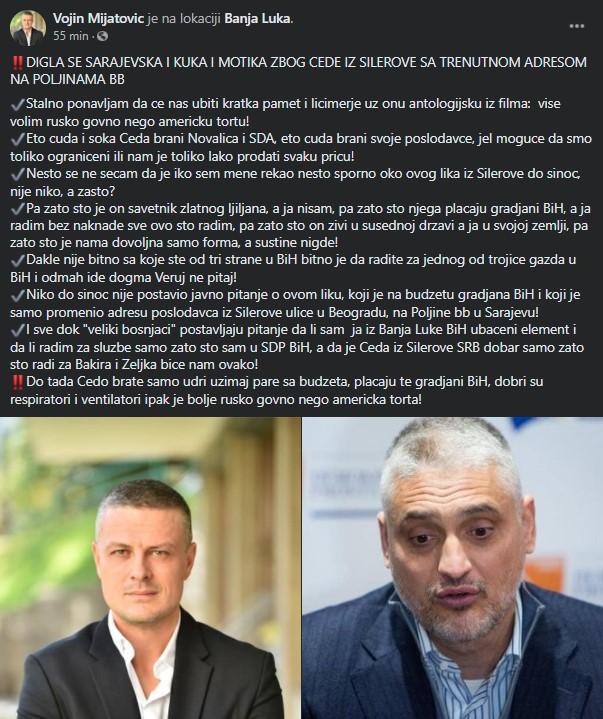 Mijatovićev status na Facebooku - Avaz