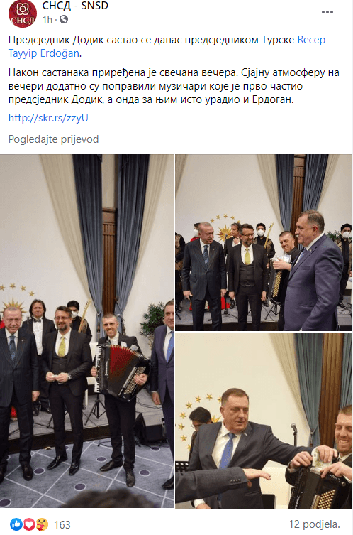 Erdoan i Dodik sa muzičarima - Avaz