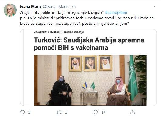 Marić komentirala i posjetu Turković Saudijskoj Arabiji - Avaz