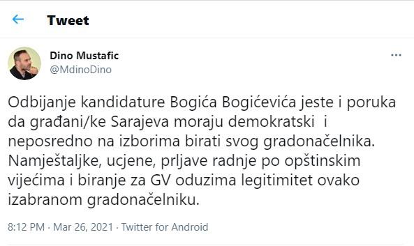 Objava Dine Mustafića - Avaz