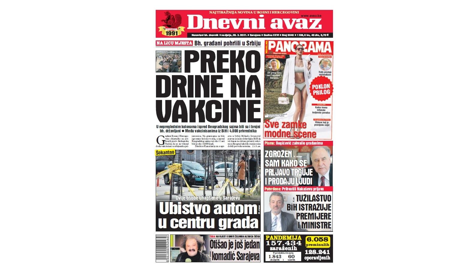 Danas u "Dnevnom avazu" čitajte: Preko Drine na vakcine