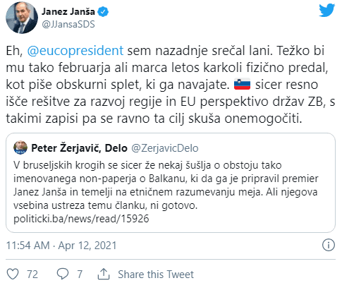 Objava na Twitteru - Avaz