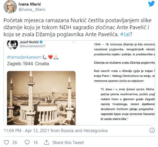 Objava na Twitteru - Avaz