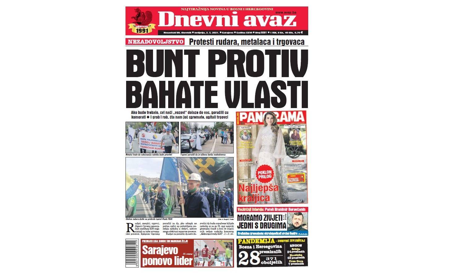 Danas u "Dnevnom avazu" čitajte: Bunt protiv bahate vlasti