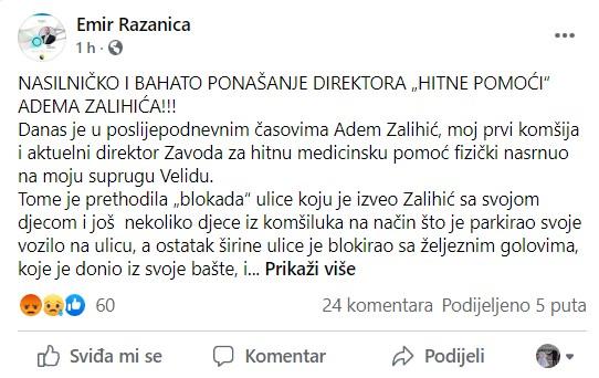 Objava Emira Ražanice - Avaz