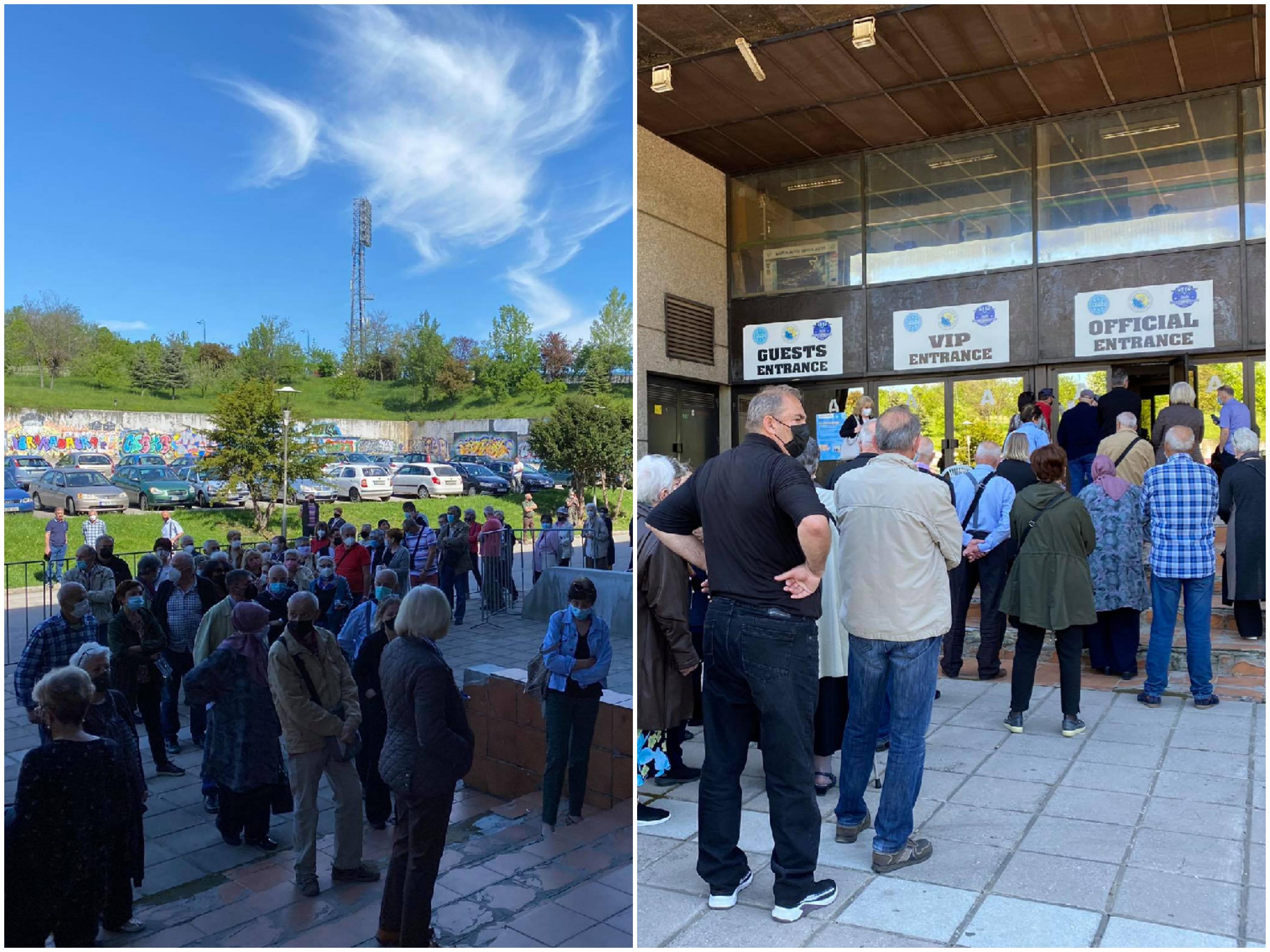 Velike gužve ispred Zetre: Građani od jutra stoje u redu za vakcinaciju