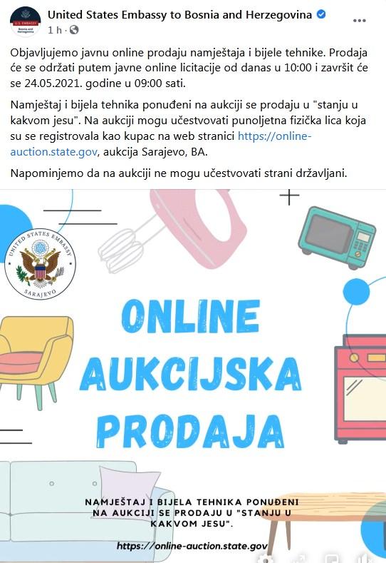 Status Američke ambasade BiH na Facebooku - Avaz