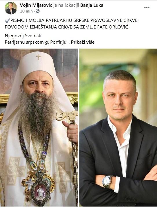 Status Vojina Mijatovića na Facebooku - Avaz