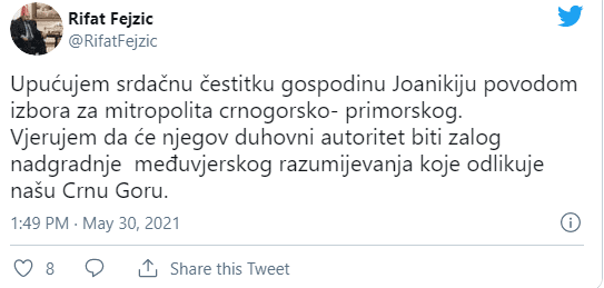 Objava na Twitteru - Avaz