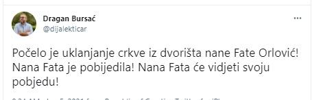 Tvit Dragana Bursaća - Avaz