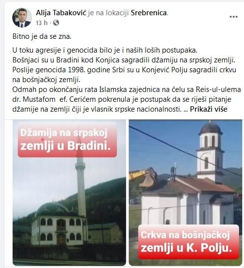 Status koji je objavio Tabaković - Avaz