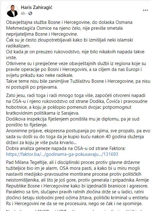 Komentar Harisa Zahiragića - Avaz