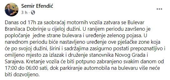 Objava načelnika na Facebooku - Avaz